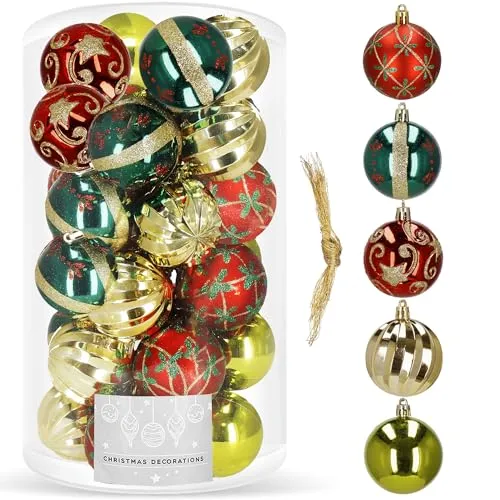 SPRINGOS Weihnachtsbaumkugeln Kunststoffkugeln 30 Stück Durchmesser 6 cm Weihnachtsbaumschmuck