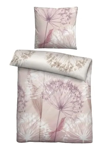 biberna 0614605 Mako-Satin Bettwäsche - Bettwäsche-Set aus 100% Baumwolle, Mako-Satin, rose, 155x200 cm + 80x80 cm, atmungsaktiv und hautsympathisch, bügelleicht mit Reißverschluss, Made in Europe, ökologisch unbedenklich (Öko-Tex Standard 100)