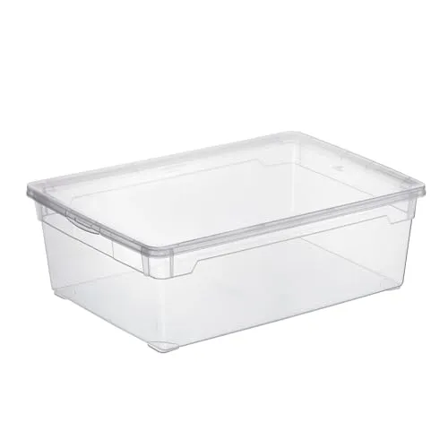 Sundis Clear Box Boots Aufbewahrungsbox mit Deckel, Kunststoff (PP), transparent, 22 Liter (55 x 37,5 x 16 cm)