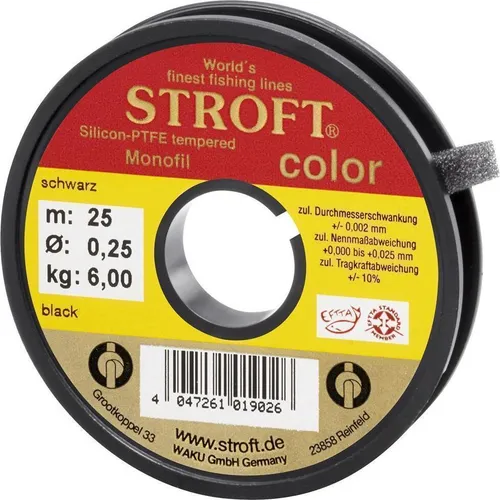 STROFT Color Monofile Angelschnur Schwarz 0,25mm 5,7kg 25m