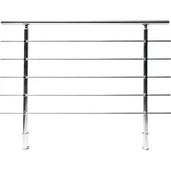 Dieda Geländerset Aluminium Eloxiert waagerechte Rundstäbe 120 cm x 150 cm