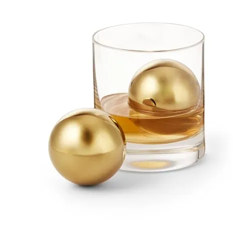 PHILIPPI COLLINS Goldene Eiskugeln – Stilvolle Kühlsteine - Genießen Sie Whisky oder Bourbon ohne Verwässerung! Die goldschimmernden Eiskugeln aus Edelstahl mit Kühlgel bieten perfekten Genuss und sind umweltfreundlich wiederverwendbar.