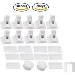 10x Magnetisches Schrankschloss Baby Kindersicherung Unsichtbar mit 2 Schlüsseln Schubladensicherung Klebesystem ohne Bohren