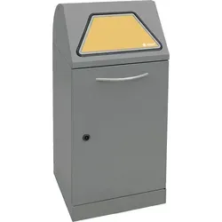 Wertstoffsammler mit handbetätigter Einwurfklappe, 60 l - Praktischer Wertstoffsammler mit 60 l Volumen und geräuschloser Einwurfklappe. Ideal für Innen- und Außenbereich, mit umfangreichem Zubehör zur farblichen Kennzeichnung.