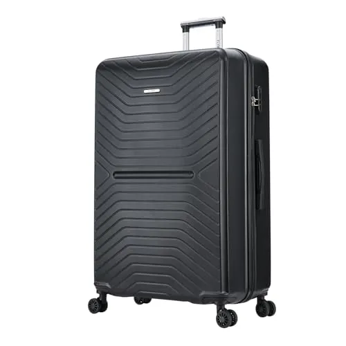 FLYMAX 4-Rad Koffer Groß, Mittel & Kabine Super leichte Hartschale Gepäck Spinner ABS Reisekoffer, Schwarz , 55x40x20 Ryanair, Koffer