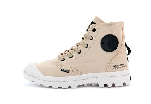 Palladium PAMPA HI HTG SUPPLY Unisex Sneaker Beige 36 EU - Herren-Stiefel aus Bio-Baumwollleinen und recyceltem Polyester, umweltfreundlich und stylisch für nachhaltigen Komfort.