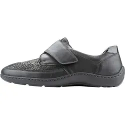 WALDLÄUFER Damen Schnürschuhe Henni-Soft Schwarz Gr. 41/2 - Sneaker mit praktischem Klettverschluss und komfortabler Weite H, ideal für empfindliche Füße. Der elegante Schlangenprint in Kombination mit weichem Glattleder sorgt für Stil und höchsten Tragekomfort.