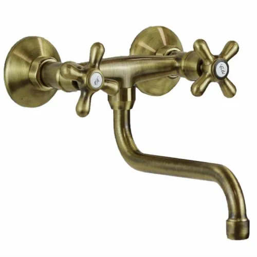 Schläfer | Wasserhahn Wandmontage, zweigriff Wandarmatur für küche, Bronze