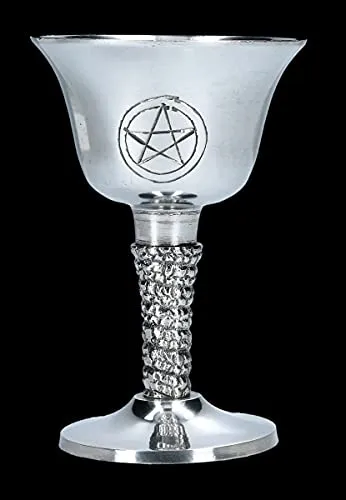 Figuren Shop GmbH Zeremonien Kelch 125 ml - Pentagramm | Trink-Kelch aus Metall | zeremonielle Deko