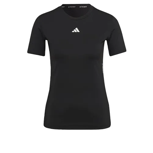 adidas Damen Techfit Training Tee, Black / White, L