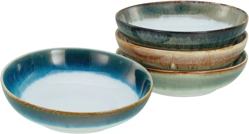 CreaTable Cascade Poke Bowl Set, 4-teilig - Schüsselset aus hochwertigem Steinzeug, handgefertigt mit einzigartiger Reaktivglasur. Spülmaschinen- und mikrowellengeeignet, ideal für stilvolle Tischdekoration.