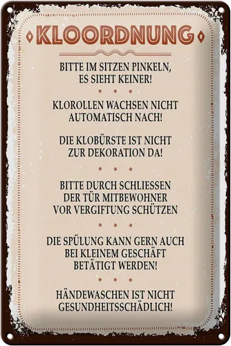 Blechschild Spruch Kloordnung bitte im sitzen pinkeln 20x30 cm Schild tin sign