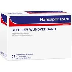 Hansapor steril Wundverband 8 x 10 cm, 25 St - Optimaler Schutz für Wunden - Erste-Hilfe-Heftpflaster & Verbandsmaterial, steril und ideal für die schnelle Wundversorgung, sorgt für einen sicheren Schutz und fördert die Heilung.