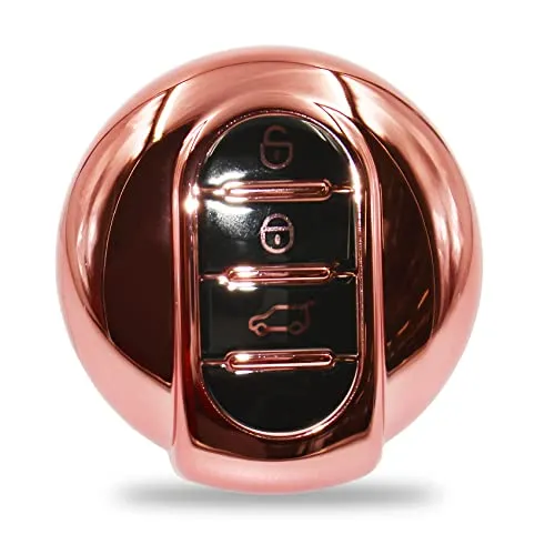 Autoschlüssel Hülle für 3 Tasten Auto Schlüssel TPU Schutzhülle Chrom Hochglanz Schlüsselhülle Cover Kfz Zubehör MIB (Chrom Rosegold)