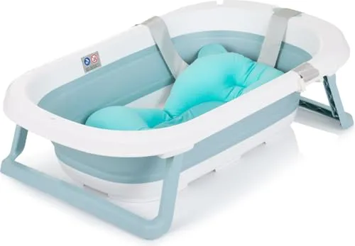 Chipolino Babywanne Isla mit Badekissen faltbar, integrierter Wasserablauf blau