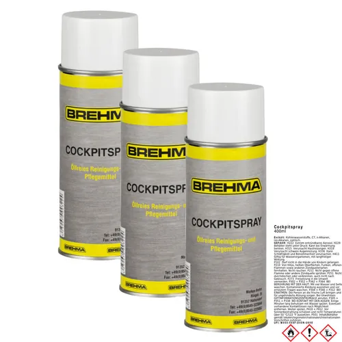 3x BREHMA Cockpitspray Innenraumpflege Cockpit Reiniger Cockpitpflege 400ml