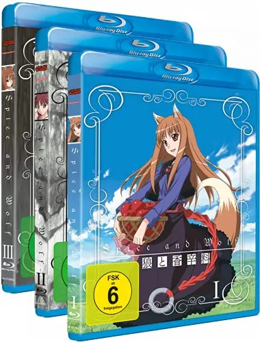 Spice & Wolf - Staffel 1 - Gesamtausgabe - Bundle - Vol.1-3 - Anime-Serie über den umherziehenden Händler Craft Lawrence und die Wolfsgöttin Horo, die gemeinsam Abenteuer erleben. Ideal für Fans von Fantasy und Romantik!