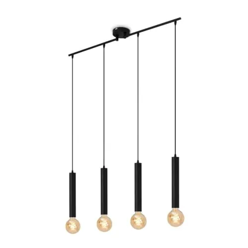 BRILONER Pendelleuchte Retro, Vintage Hängelampe Schwarz - Lampen für das Esszimmer im angesagten Retro-Look mit 4 E27 Fassungen. Ideal für stimmungsvolle Akzente und gemütliche Atmosphäre.