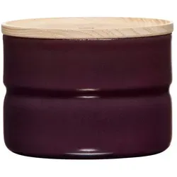 Riess Vorratsdose mit Holzdeckel 230ml - Dark Aubergine - Frischhaltedosen aus hochwertiger Emaille, ideal für Lebensmittelaufbewahrung. Mit luftdichtem Eschenholzdeckel und antibakteriellen Eigenschaften, platzsparend stapelbar und in mehreren Farben erhältlich.