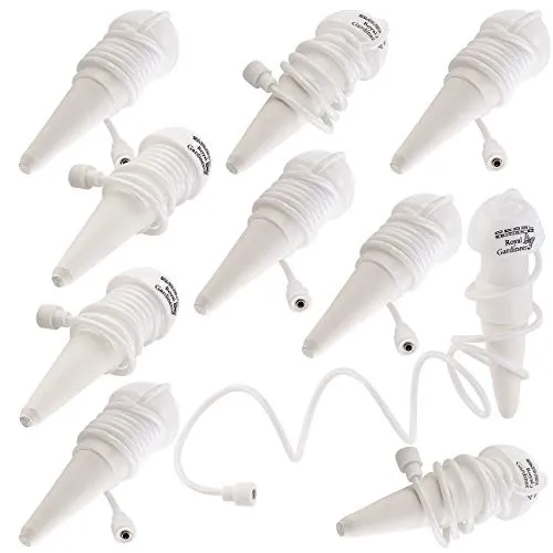 Royal Gardineer 10er-Set Topfpflanzen-Bewässerungs-Systeme mit Tonspitze und Schlauch