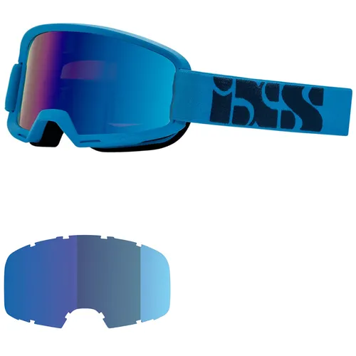 IXS Goggle Hack Racing Blue/Mirror Cobalt - Sportbrille mit polarisiertem Glas für optimale Tiefenwahrnehmung und Farbkontrast, ideal für Outdoor-Aktivitäten. Komfortable Passform durch 3-lagigen Schaumstoff und breiteres Sichtfeld.