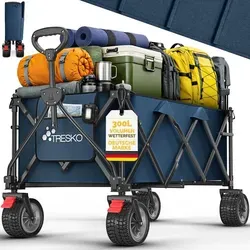 TRESKO Bollerwagen faltbar 300L mit Bremse – Klappbarer Handwagen für 150kg