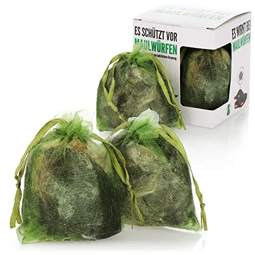 com-four® 4x Wühlmausschreck, tierfreundliche Wühlmausabwehr, unschädliches Fernhaltemittel aus Hundehaaren, Haustierabwehr & Wildtierabwehr