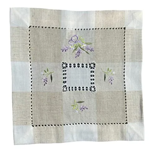 Tischläufer Tischdecke Mitteldecke Tischband gestickt Lavendel Weiss Beige (30 x 30 cm)