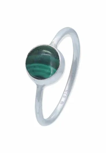 mantraroma Ring Silber Damen Malachit Edelstein grün schlicht modern