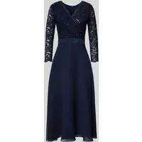 Swing Cocktailkleid mit Spitzenbesatz in Marine, Größe 44 in blau von Swing
