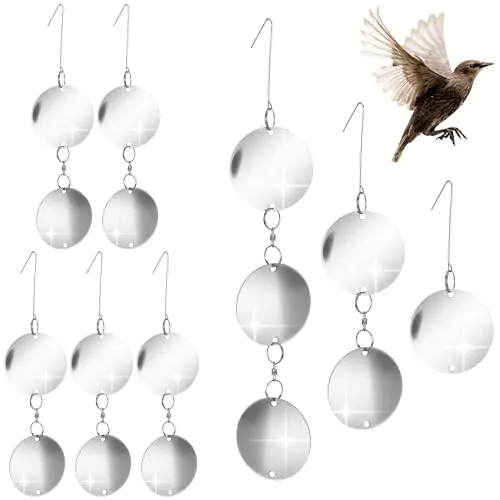 com-four® 56-teiliges Vogelabwehr-Set - reflektierendes Windspiel bis zu 8 Aufhänger - Vogelscheuche gegen Raben, Krähen, Stare und Dohlen für Balkon, Garten, Terrasse (56-teilig - Windspiel)
