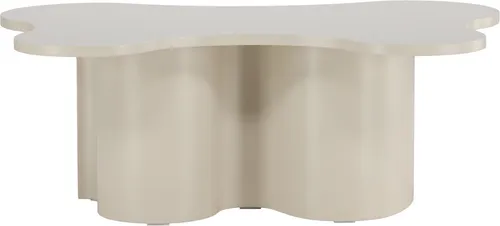 Venture Home Couchtisch Flow Beige – Modernes Design - Moderner Couchtisch in Beige mit abgerundeter Tischplatte und durchgehendem Tischbein. Ideal für eine harmonische Wohnatmosphäre und großzügige Ablagefläche für Bücher und Getränke.
