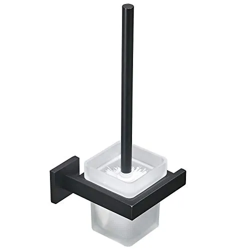 WC-Bürste und Halter Wand Toilettenbürste Mit Halterung, Schwarz, 304 Edelstahl und Mattglas für Badezimmer