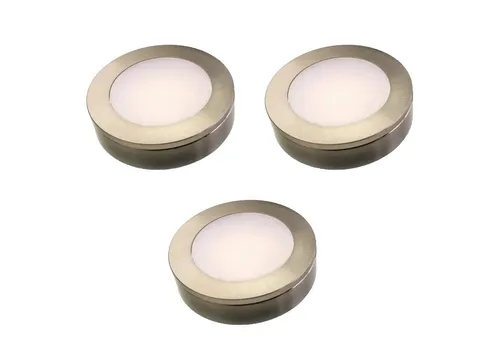 kalb 3er Set LED Einbauspot Edelstahl 12VDC 3 Watt Warmweiß - Moderne LED Einbauspot für energieeffiziente Beleuchtung in jedem Raum, inklusive einfachem Aufsatzring und dimmbarer Funktion für individuelle Lichtgestaltung.