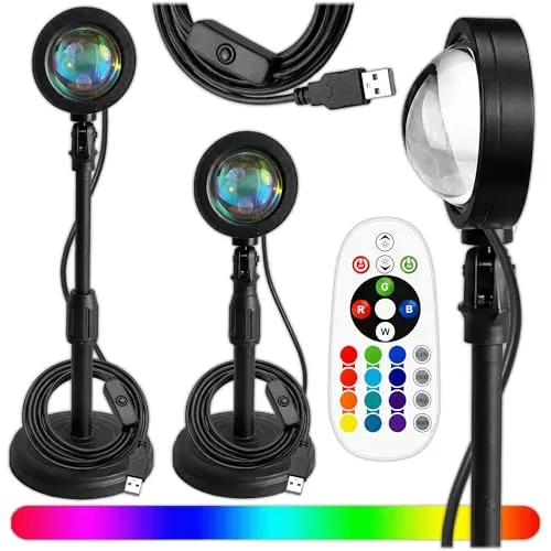KRUMAD Sonneneffekt Lampe RGB Sunset Lampe, LED-Projektor Sunlight