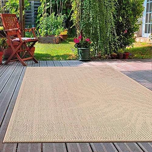 VIMODA In- und Outdoor Teppich Küchen, Terrassen & Balkon Teppich In Beige, Maße:80x150 cm