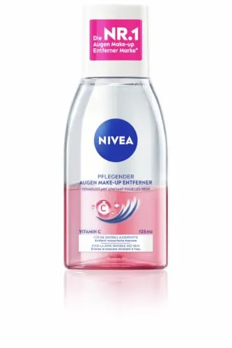 NIVEA Pflegender Augen-Make-up Entferner, 125 ml | Make-up-Entferner mit Vitamin C, Entferner für wasserfeste Mascara für die empfindliche Augenpartie, pflegt die Wimpern