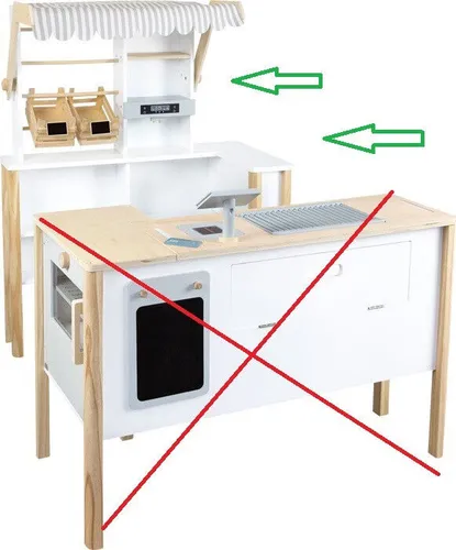 Small Foot Kaufladen und Kinderküche fresh - Flexibles Holzspielzeug ab 3 Jahren mit umfangreichem Zubehör für kreatives Rollenspiel und platzsparende Aufbewahrung