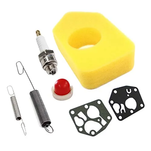 AISEN Luftfilter 698369 mit Vergaser Membran Dichtung 495770 795083 Reglerfeder 691859 692211 Primerpumpe 694394 Zündkerze für Briggs & Stratton 3,5–4,5 HP Classic Sprint Quattro-Motor
