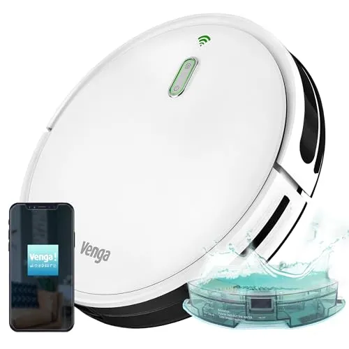 Venga! Saugroboter mit Wischfunktion, Gyroskop-Navigation und App, Weiß, VG RVC 3001 WH, 31.7 x 7.3 cm
