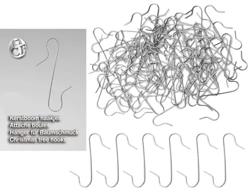 Coen Bakker 100 S-förmige Kugelaufhänger Silbern - Haken für Weihnachtskugeln & Christbaumschmuck