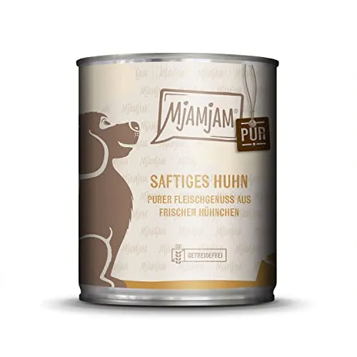 MjAMjAM - Premium Nassfutter für Hunde - saftiges Huhn pur, 1er Pack (1 x 800 g), getreidefrei mit extra viel Fleisch