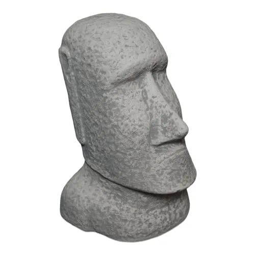 Gartenfigur Moai - Stein-Statuen der Osterinsel, H. 28 cm - Figuren für den Garten, frostfest und ein markanter Blickpunkt, der die mysteriösen Steinstatuen der Osterinsel in Ihr Zuhause bringt.