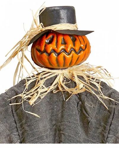 Horror-Shop Dekoobjekt Vogelscheuche mit Kürbiskopf Halloween Hängefigur