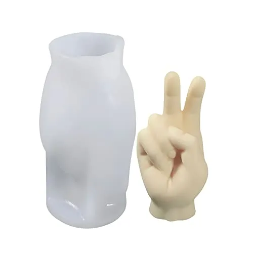 Silikon Kerzenform, Hand Peace finger, 125 x 68 x 53 mm, 135 ml Silikonform 3D Kerzengießen Gussform Form Kerzen Herstellung Seifenform Kerze Basteln Party Dekoration DIY Handzeichen Rock