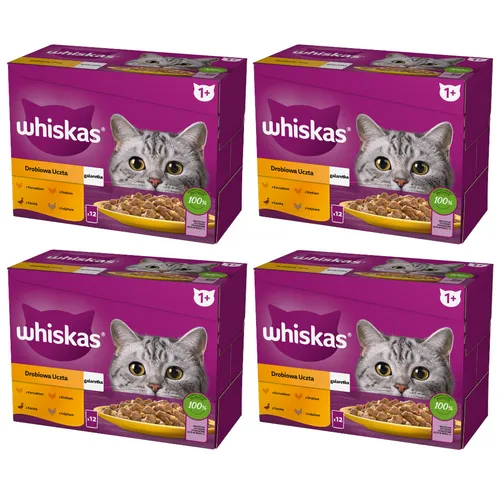 Whiskas Adult 48x85g Geflügel Festmahl Feuchtfutter Für Katzen in Gelee Geflügel