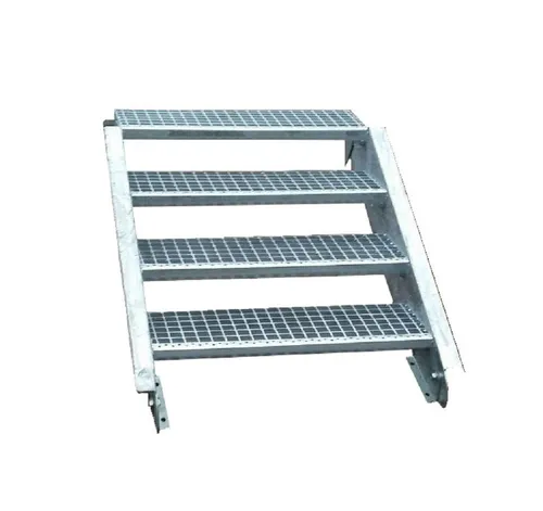 SRM Design Außentreppe 4 Stufen - Robuste Stahltreppe mit 4 Stufen, ideal für den Außenbereich, geeignet für Geschosshöhen von 55-85 cm und inklusive praktischem Zubehör.