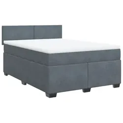 vidaXL Boxspringbett Dunkelgrau 140x190 cm mit Matratze von vidaXL