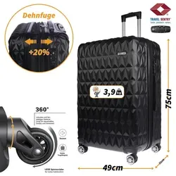 Großer XXL Koffer XL Reisekoffer über 135 Liter Volumen Hartschalenkoffer Reisen mit TSA Zahlenschloss weiss - Weiß