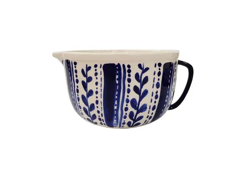 Rührschüssel Keramik gemustert - 2,7 Liter Küchenschüssel, ideal für Salate und kreative Küchenideen